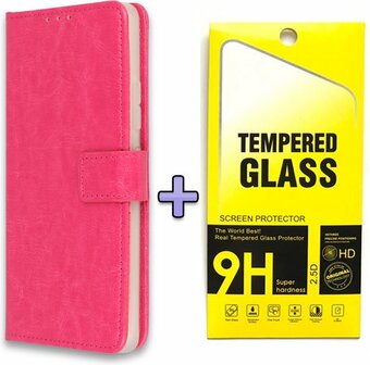 iPhone 11 Pro Max - Book Case &amp;amp; Glas - Roze