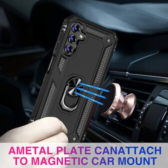 Samsung A14 Zwart - Armor met Kickstand Ring