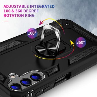 Samsung A14 Zwart - Armor met Kickstand Ring