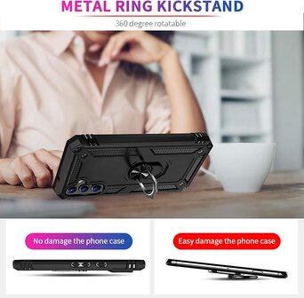 Samsung A14 Zwart - Armor met Kickstand Ring