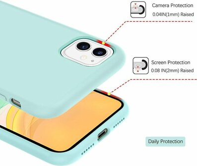 iPhone 11 - Combi Deal - Anti Shock Transparant - Back Cover Turquoise &amp;amp; Glas