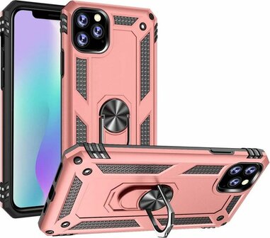 iPhone 11 Pro Max - Armor met Kickstand Ring - Rosegoud