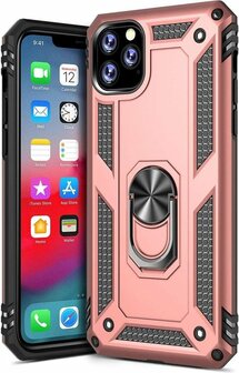 iPhone 11 Pro Max - Armor met Kickstand Ring - Rosegoud