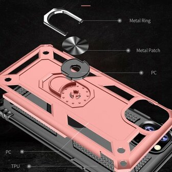 iPhone 11 Pro Max - Armor met Kickstand Ring - Rosegoud