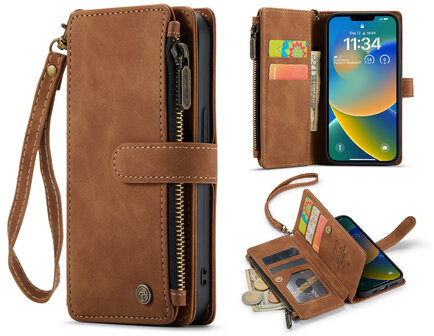 iPhone 14 Plus Sienna Brown- Book Case met Rits