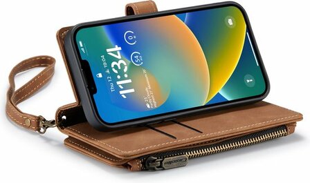 iPhone 14 Plus Sienna Brown- Book Case met Rits