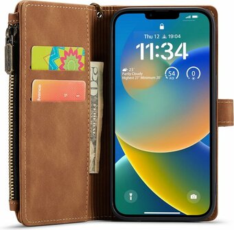 iPhone 14 Plus Sienna Brown- Book Case met Rits
