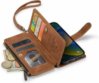 iPhone 14 Plus Sienna Brown- Book Case met Rits