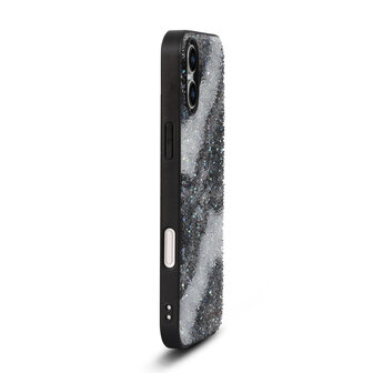 iPhone 16 - Diamant Marmer Glitter - Zwart
