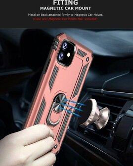 iPhone 11 - Armor met Kickstand Ring - Rosegoud