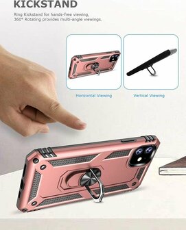 iPhone 11 - Armor met Kickstand Ring - Rosegoud
