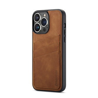 iPhone 14 Pro Max - Back Cover met Kaarthouder - Sienna Brown
