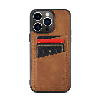 iPhone 14 Pro Max - Back Cover met Kaarthouder - Sienna Brown