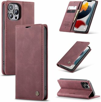 iPhone 12 Pro Max Bordeaux Red - Book Case