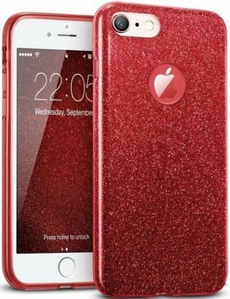 iPhone 6 Plus &amp;amp; 6s Plus - Glitter Back Cover - Rood