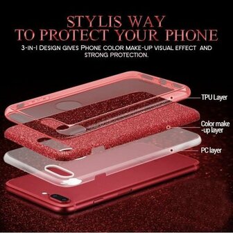iPhone 6 Plus &amp;amp; 6s Plus - Glitter Back Cover - Rood