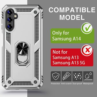 Samsung A14 Grijs - Armor met Kickstand Ring