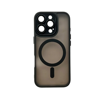 iPhone 16 Pro - Zwart - Matte Armor met Cam Bescherming - Geschikt voor MagSafe