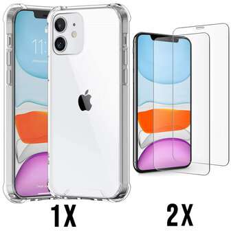 iPhone 11 - Anti Shock &amp;amp; 2x Glas - Transparant