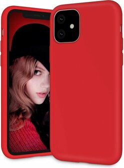 iPhone 11 - Combi Deal - Anti Shock Transparant - Back Cover Rood &amp;amp; Glas