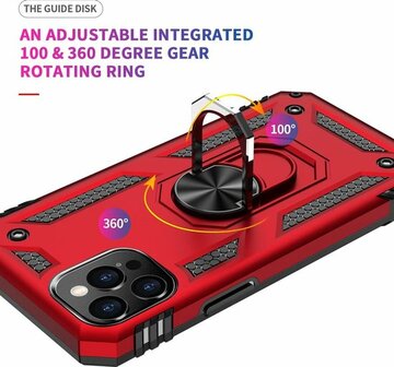 iPhone 12 Pro Max Rood - Armor met Kickstand Ring
