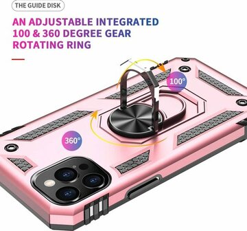 iPhone 12 Pro Max Rosegoud - Armor met Kickstand Ring