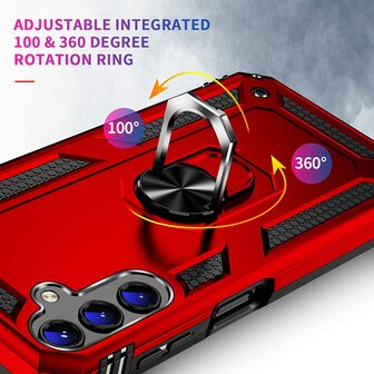 Samsung A14 Rood - Armor met Kickstand Ring