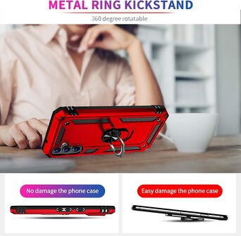 Samsung A14 Rood - Armor met Kickstand Ring