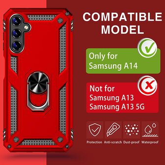 Samsung A14 Rood - Armor met Kickstand Ring