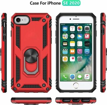 iPhone SE (2022 / 2020) - iPhone 6(s)/7/8 - Armor met Kickstand Ring - Zwart