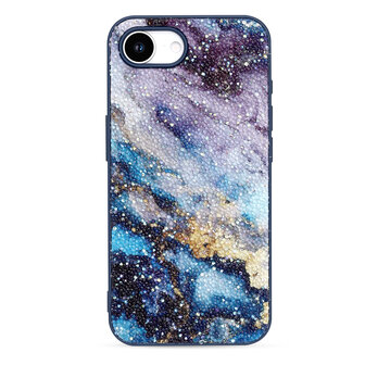 iPhone 16E - Marmer Diamant Glitter - Blauw