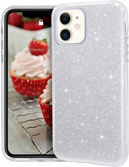 iPhone 11 - Glitter Back Cover - Zilver