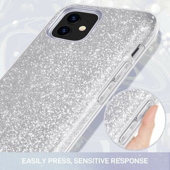 iPhone 11 - Glitter Back Cover - Zilver