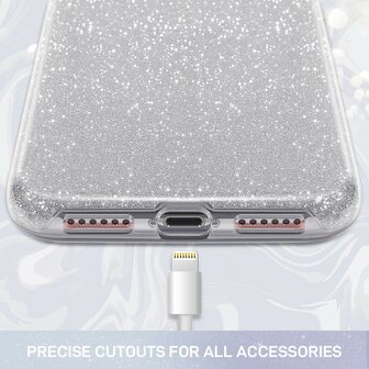 iPhone 11 - Glitter Back Cover - Zilver