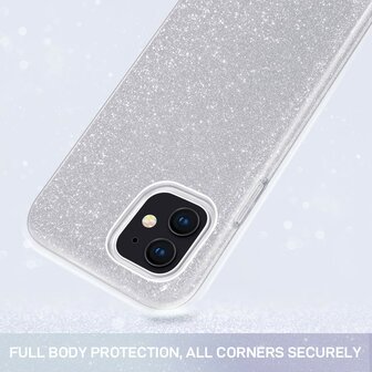 iPhone 11 - Glitter Back Cover - Zilver