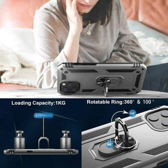 iPhone 12 Pro Max Grijs - Armor met Kickstand Ring