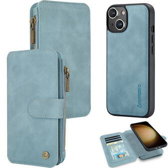 iPhone 15 Plus - Aqua Blue - 2 in 1 Rits Book Case