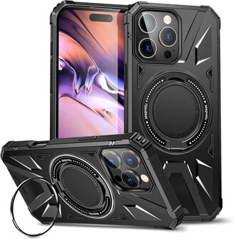iPhone 16 Pro - MagSafe Kickstand Armor Back Cover - Zwart
