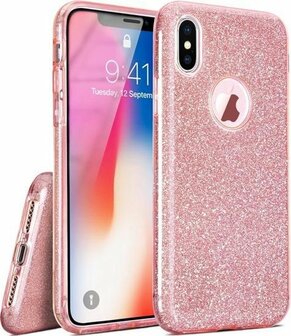 iPhone XS Max - Glitter Back Cover - Roze