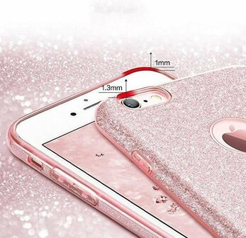 iPhone XS Max - Glitter Back Cover - Roze