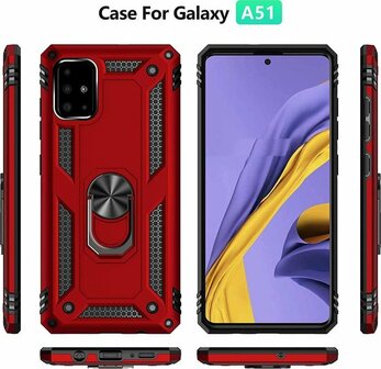 Samsung A51 - Armor met Kickstand Ring - Rood