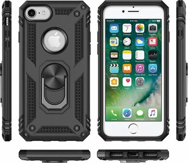 iPhone 7 &amp;amp; 8 - Armor met Kickstand Ring - Zwart