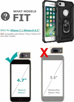 iPhone 7 &amp;amp; 8 - Armor met Kickstand Ring - Zwart