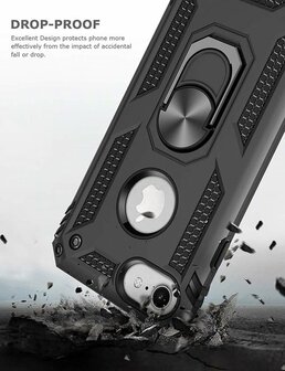 iPhone 7 &amp;amp; 8 - Armor met Kickstand Ring - Zwart