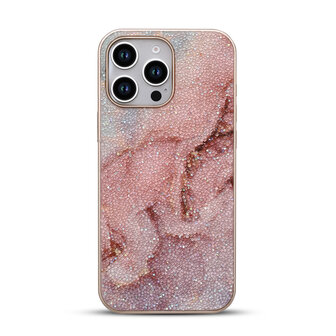 iPhone 16 Pro Max - Diamant Marmer Glitter - Roze