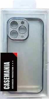 iPhone 12 - Glitter Cam Back Cover - Blauw