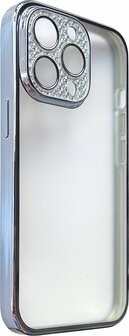iPhone 12 - Glitter Cam Back Cover - Blauw
