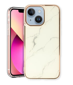 iPhone 15 Plus - Marmer Back Cover - Wit