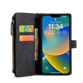 iPhone SE (2022) / SE (2020) / 8 / 7 - Charcoal Gray - Book Case met Rits
