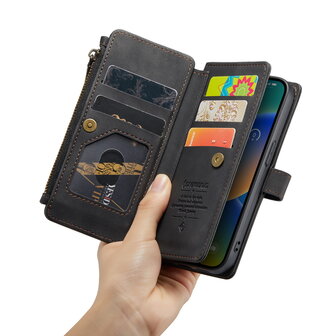 iPhone SE (2022) / SE (2020) / 8 / 7 - Charcoal Gray - Book Case met Rits
